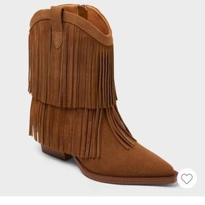 Brown Fringe Ankle Boots